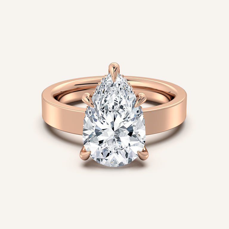 Image for Pear Shape Wide Band Hidden Halo Ring | 18k Rose Gold