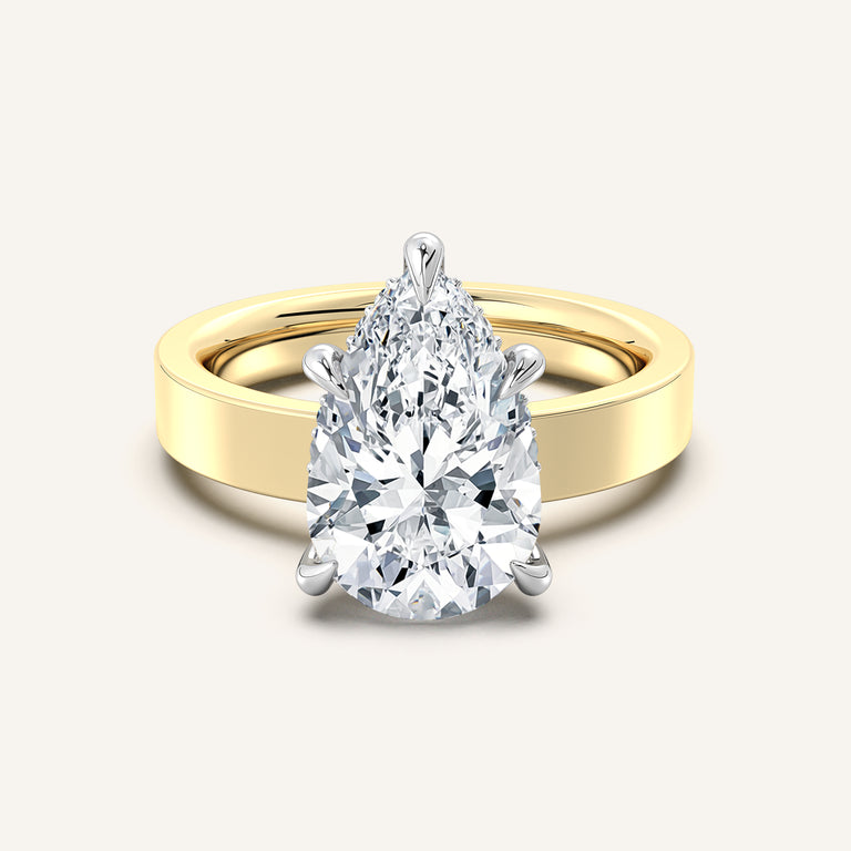 Image for Pear Shape Wide Band Hidden Halo Ring | 14k Two Tone Gold
