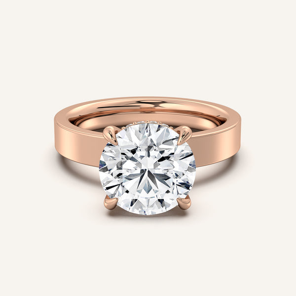 Round Wide Band Hidden Halo Ring | 14k Rose Gold