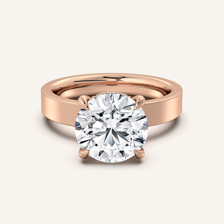 Image for Round Wide Band Hidden Halo Ring | 18k Rose Gold