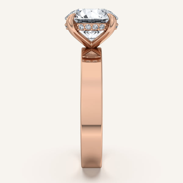 Round Wide Band Hidden Halo Ring | 14k Rose Gold