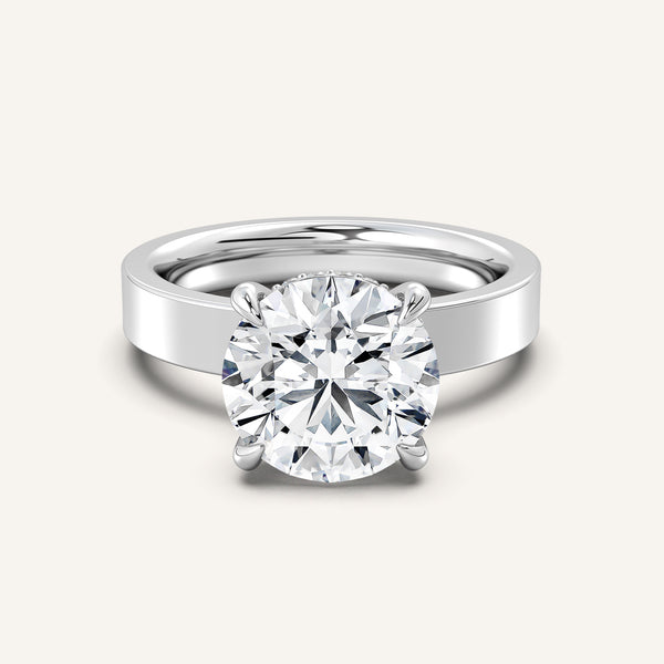 Round Wide Band Hidden Halo Ring | Platinum