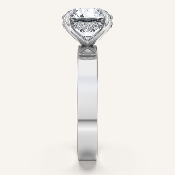 Round Wide Band Hidden Halo Ring | 14k White Gold
