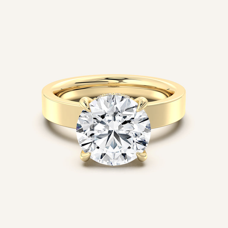 Image for Round Wide Band Hidden Halo Ring | 18k Yellow Gold