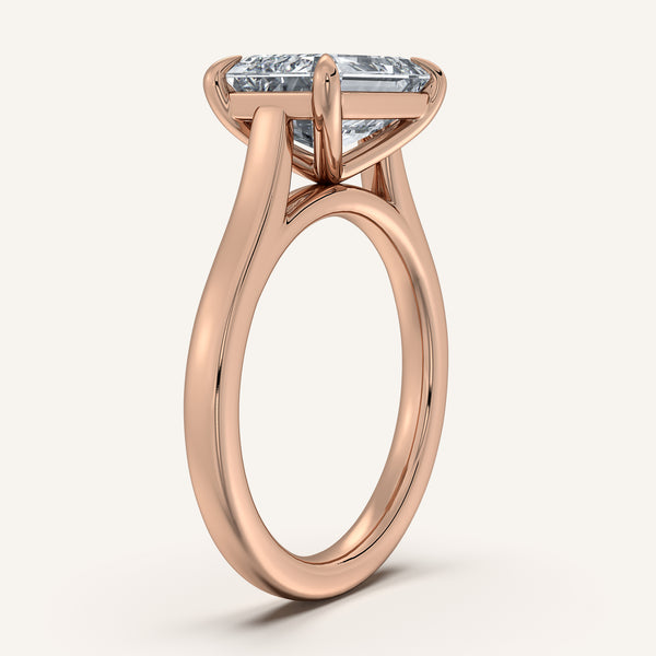 Emerald Cut East West Cathedral Ring | 18k Rose Gold