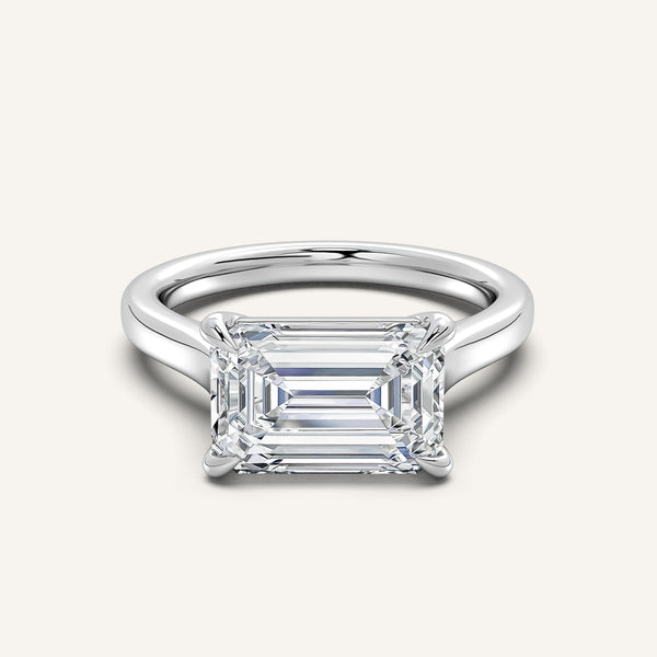 Emerald Cut East West Cathedral Ring | Platinum