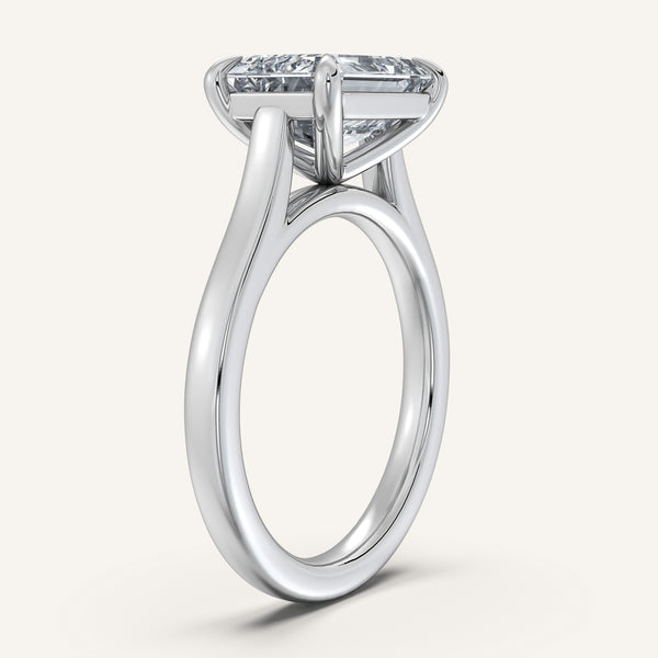 Emerald Cut East West Cathedral Ring | 18k White Gold
