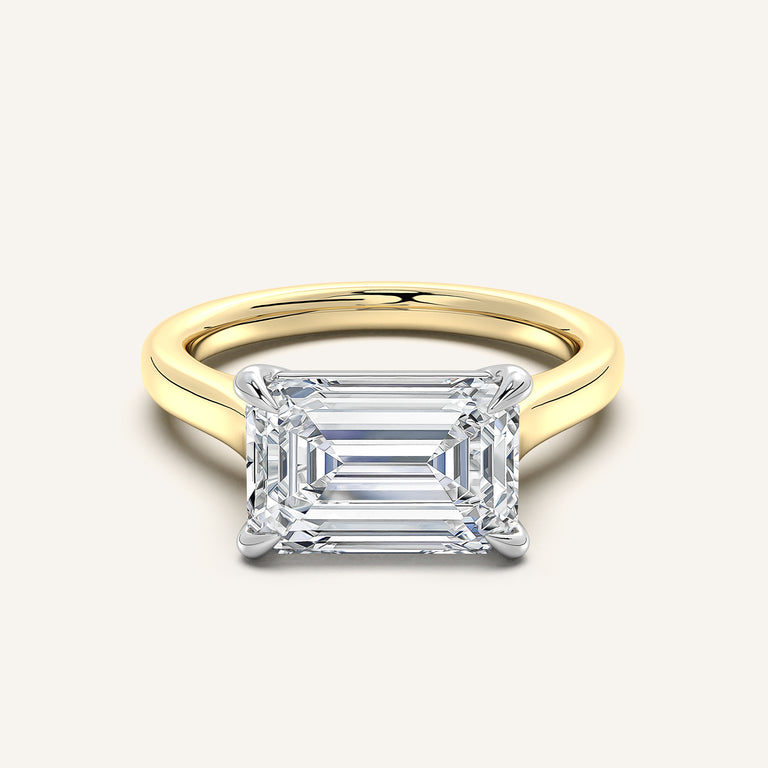 Image for Emerald Cut East West Cathedral Ring | 14k Two Tone Gold