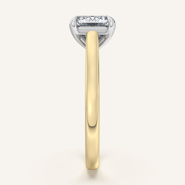 Emerald Cut East West Cathedral Ring | 14k Two Tone Gold