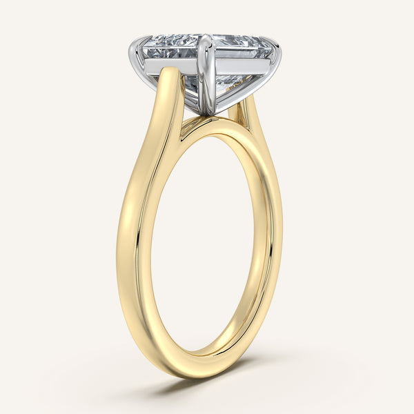 Emerald Cut East West Cathedral Ring | 14k Two Tone Gold