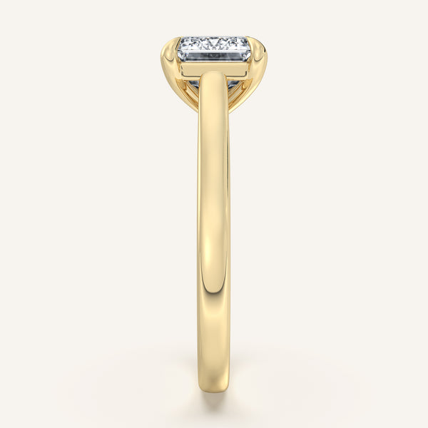 Emerald Cut East West Cathedral Ring | 14k Yellow Gold