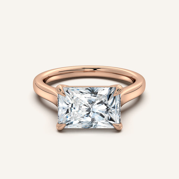 Radiant Cut East West Cathedral Ring | 14k Rose Gold