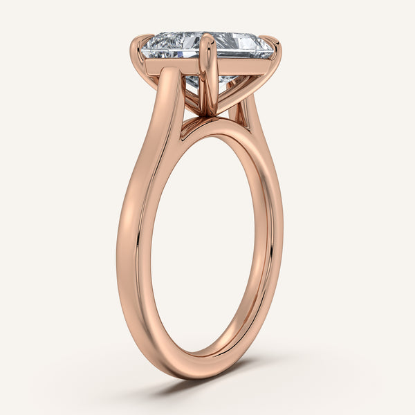 Radiant Cut East West Cathedral Ring | 14k Rose Gold