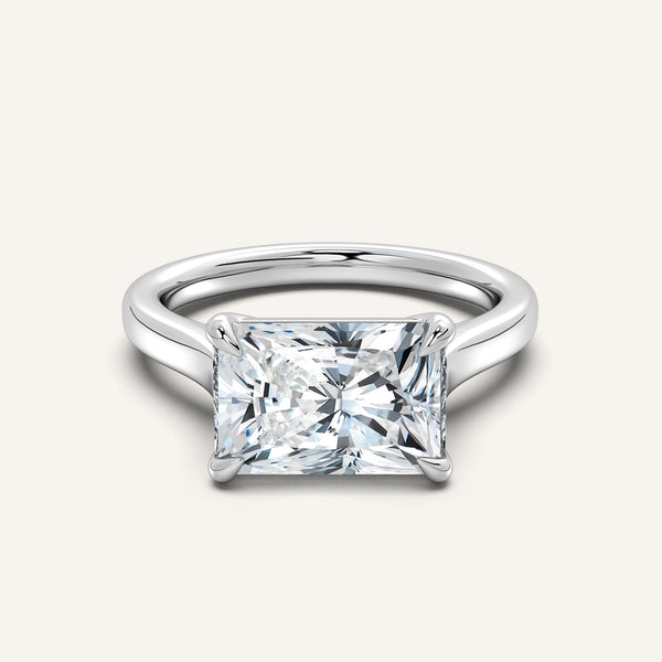 Radiant Cut East West Cathedral Ring | 14k White Gold