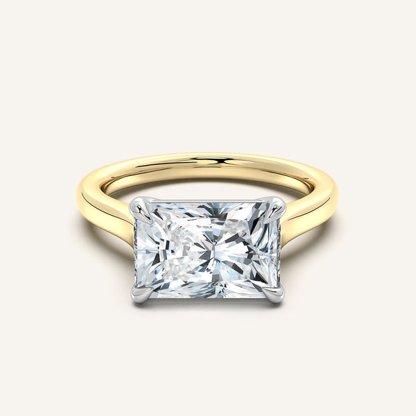 Radiant Cut East West Cathedral Ring | 14k Two Tone Gold