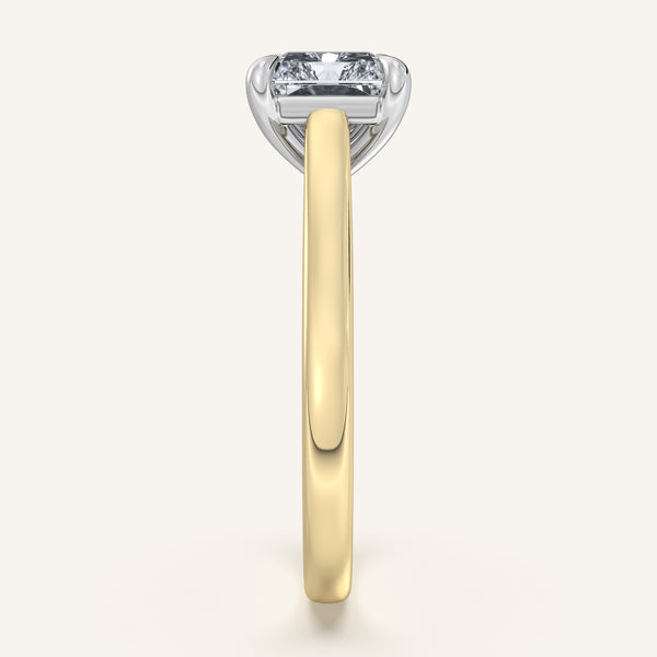 Radiant Cut East West Cathedral Ring | 14k Two Tone Gold