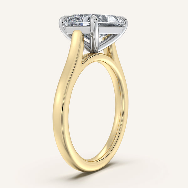 Radiant Cut East West Cathedral Ring | 14k Two Tone Gold