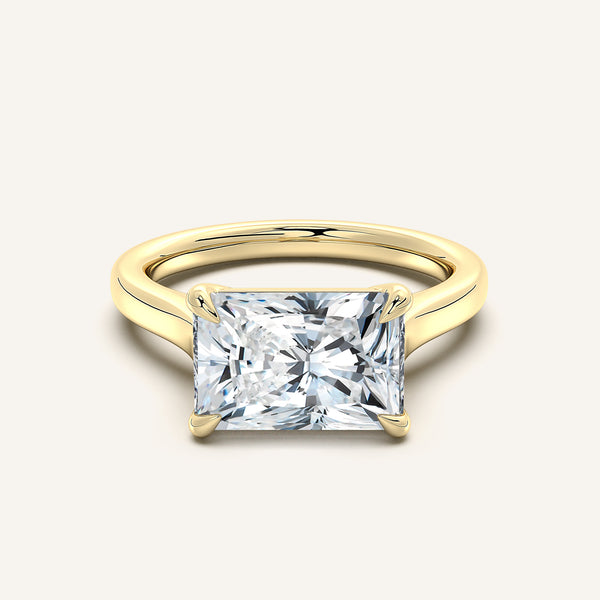 Radiant Cut East West Cathedral Ring | 18k Yellow Gold