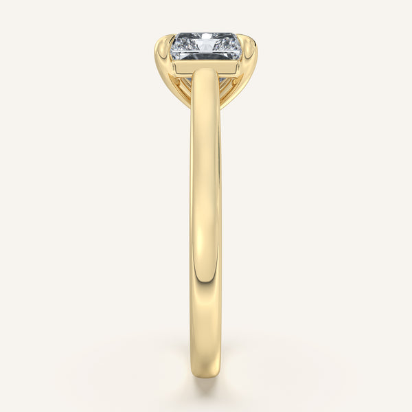 Radiant Cut East West Cathedral Ring | 18k Yellow Gold