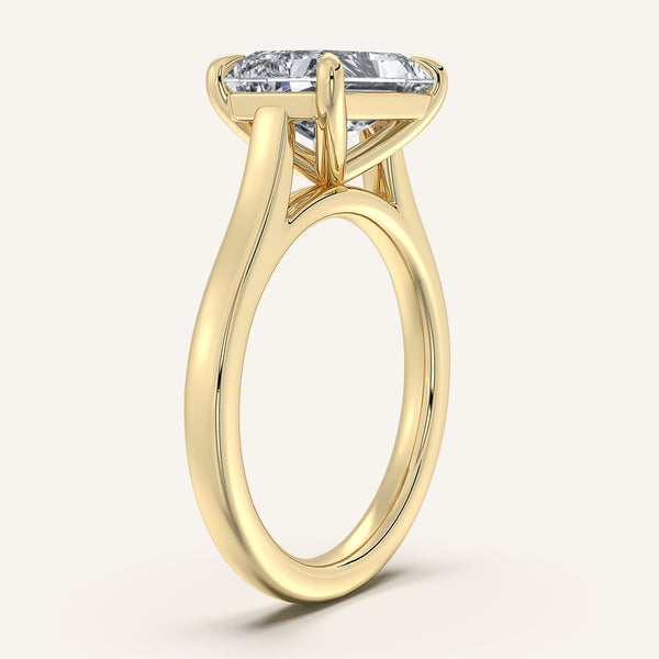 Radiant Cut East West Cathedral Ring | 18k Yellow Gold