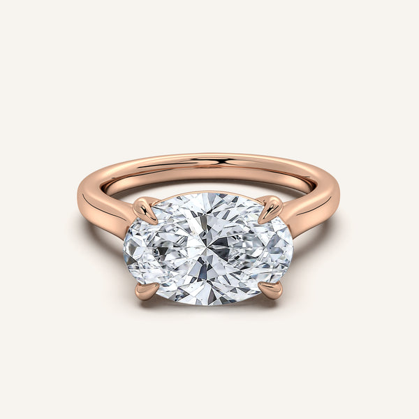 Oval East West Cathedral Ring | 14k Rose Gold