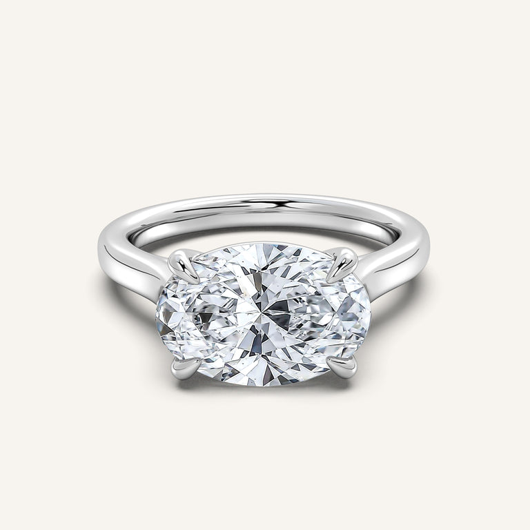Image for Oval East West Cathedral Ring | 14k White Gold
