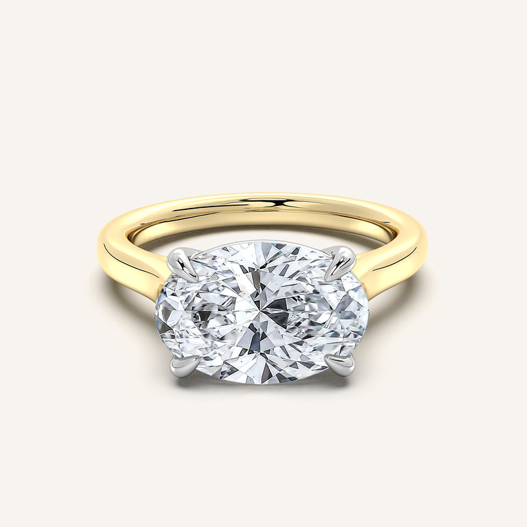 Image for Oval East West Cathedral Ring | 14k Two Tone Gold