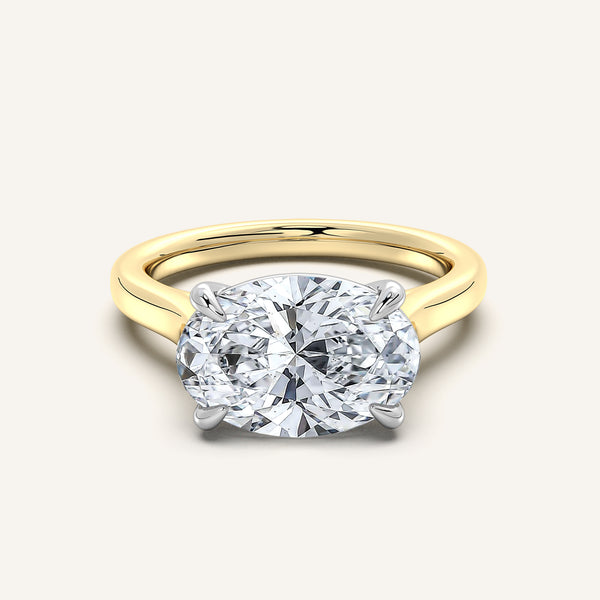 Oval East West Cathedral Ring | 18k Two Tone Gold