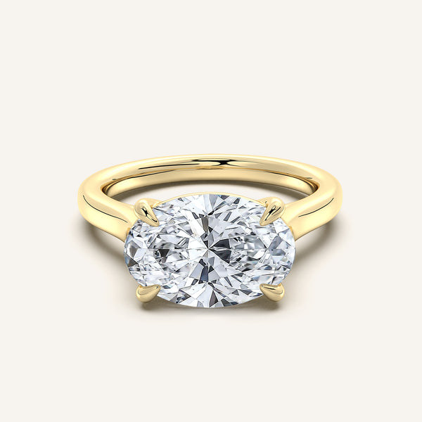 Oval East West Cathedral Ring | 14k Yellow Gold