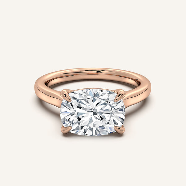 Cushion Cut East West Cathedral Ring | 14k Rose Gold