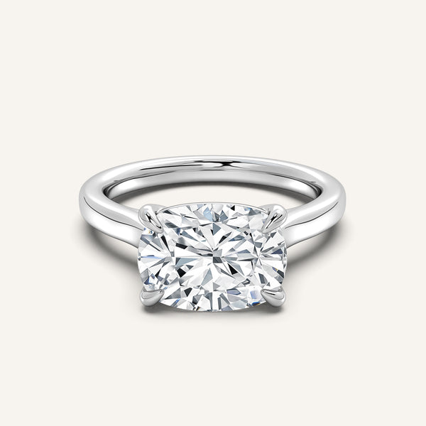 Cushion Cut East West Cathedral Ring | 18k White Gold