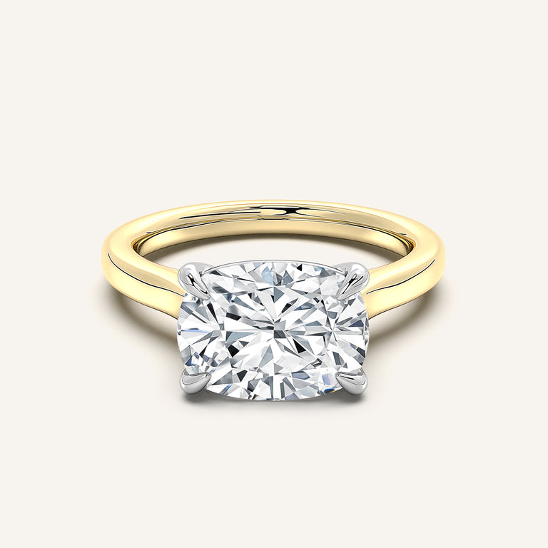 Image for Cushion Cut East West Cathedral Ring | 18k Two Tone Gold