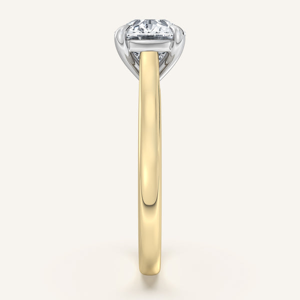 Cushion Cut East West Cathedral Ring | 18k Two Tone Gold