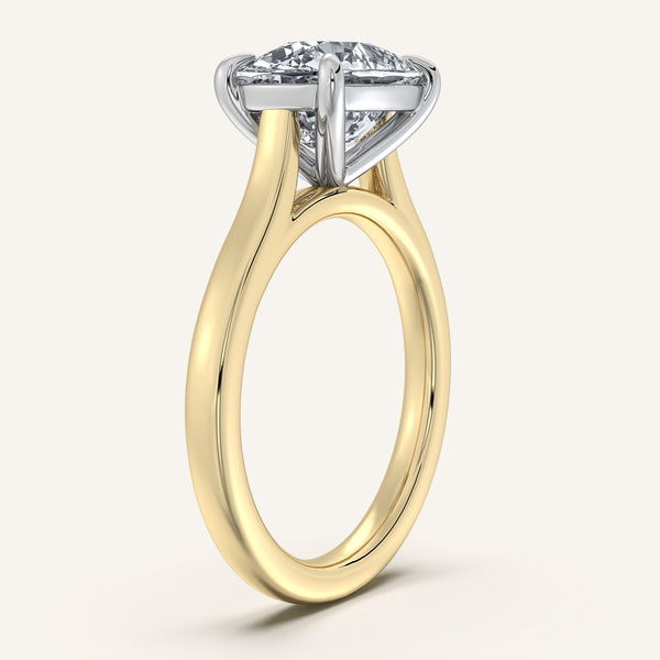 Cushion Cut East West Cathedral Ring | 18k Two Tone Gold