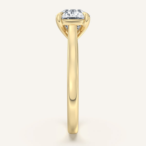Cushion Cut East West Cathedral Ring | 18k Yellow Gold