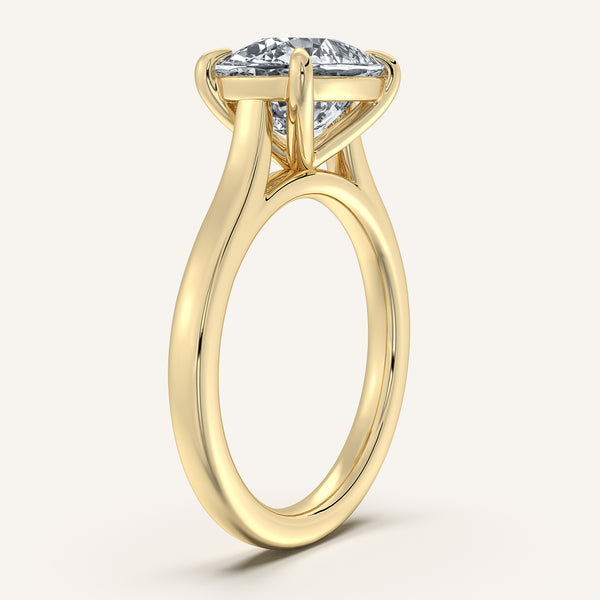 Cushion Cut East West Cathedral Ring | 18k Yellow Gold