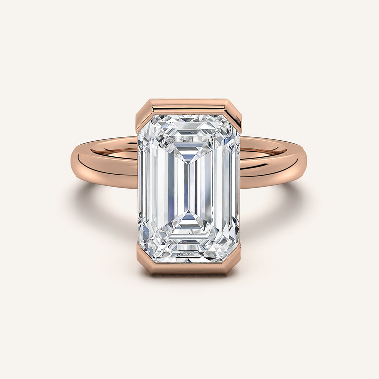 Image for Emerald Cut Half Bezel Engagement Ring | 14k Rose Gold