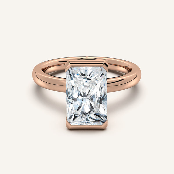Radiant Cut Half Bezel Engagement Ring | 18k Rose Gold