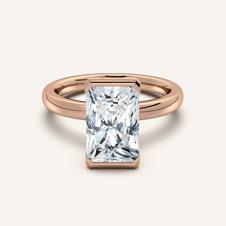 Image for Radiant Cut Half Bezel Engagement Ring | 14k Rose Gold