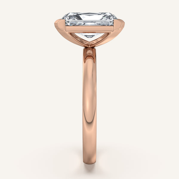 Radiant Cut Half Bezel Engagement Ring | 18k Rose Gold