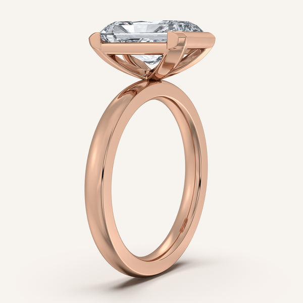 Radiant Cut Half Bezel Engagement Ring | 18k Rose Gold