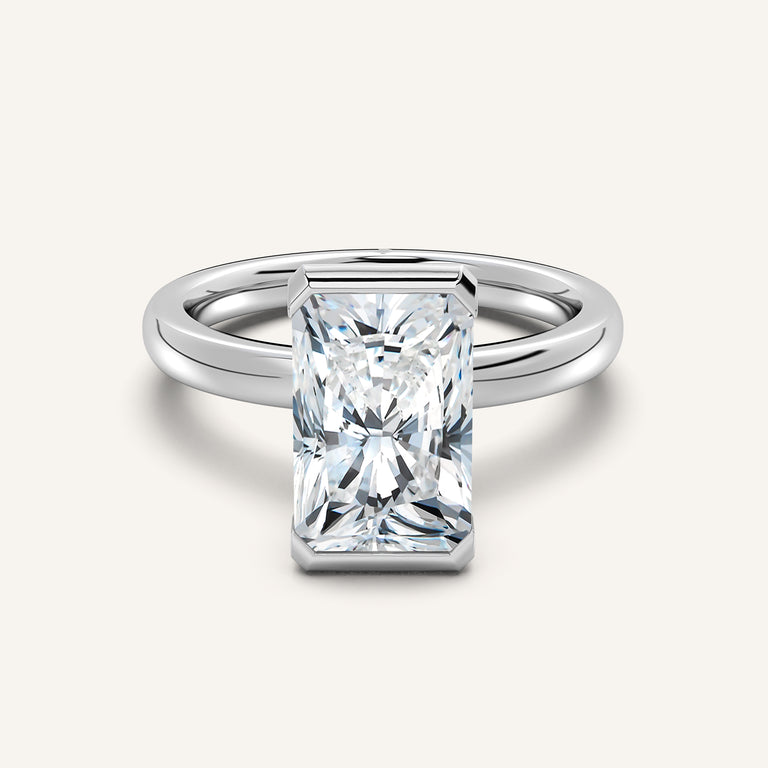 Image for Radiant Cut Half Bezel Engagement Ring | Platinum