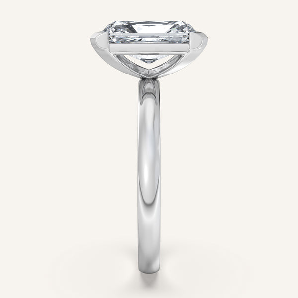 Radiant Cut Half Bezel Engagement Ring | Platinum