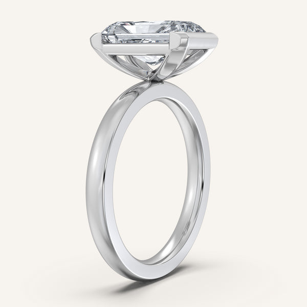 Radiant Cut Half Bezel Engagement Ring | 18k White Gold