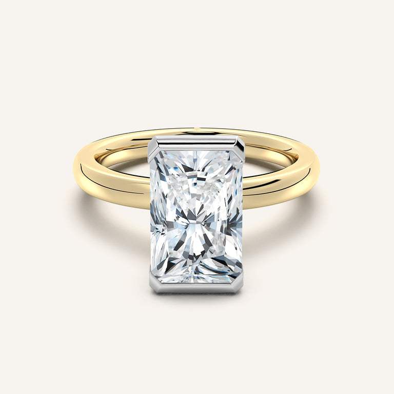 Image for Radiant Cut Half Bezel Engagement Ring | 14k Two Tone
