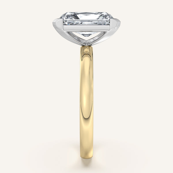 Radiant Cut Half Bezel Engagement Ring | 18k Two Tone