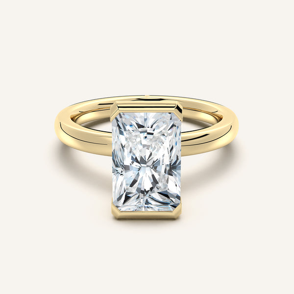Radiant Cut Half Bezel Engagement Ring | 18k Yellow Gold