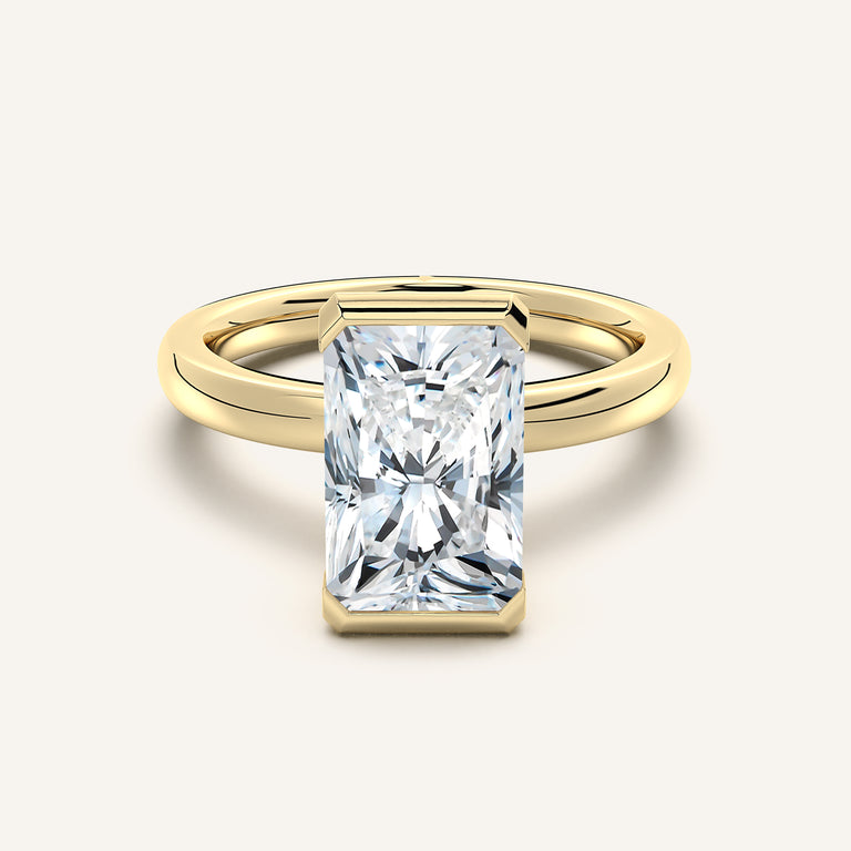 Image for Radiant Cut Half Bezel Engagement Ring | 18k Yellow Gold