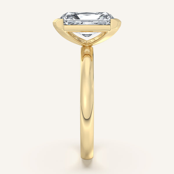 Radiant Cut Half Bezel Engagement Ring | 14k Yellow Gold