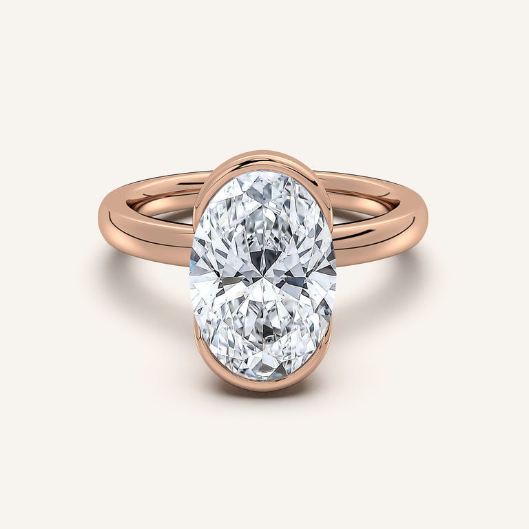 Image for Oval Half Bezel Engagement Ring | 14k Rose Gold